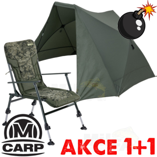 AKCE MIVARDI Přístřešek Shelter Quick Set + křeslo Camocode Express